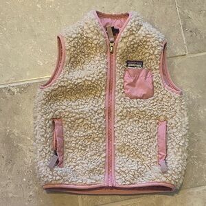 Patagonia Cream and Pink Sherpa Vest